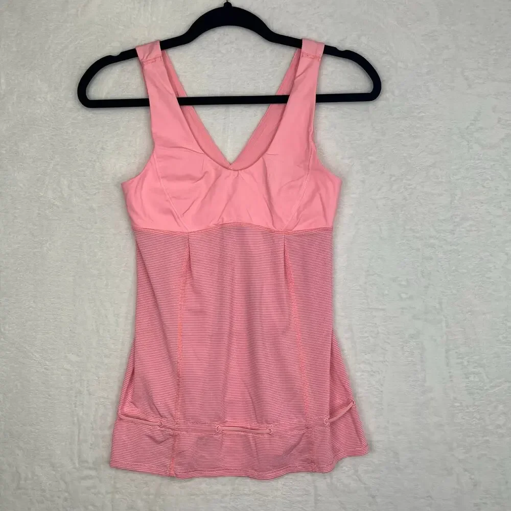 Lululemon Hustle & Bustle Tank‎ Heathered Bleached Coral / Bleached Coral Sz 4